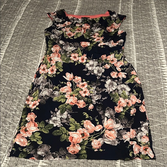 Connected Apparel Navy Floral Mini Dress - Picture 1 of 5
